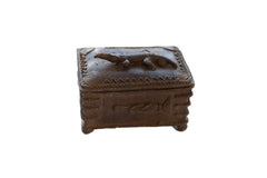 Vintage African Bronze Decorative Crocodile Box // ONH Item ab01182