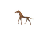 Handmade vintage African copper alloy horse sculpture with coppery patina.