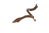 Vintage African bronze snake arm cuff with a rider showing detailed carvings and aged patina.