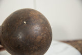 Dark brown wooden surface of the African pitcher displaying chips and small holes.