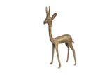 Vintage African bronze forward facing fawn sculpture with aged patina, 4.75 inches tall.