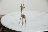Vintage African bronze forward-facing fawn, showing textured back and antlers.