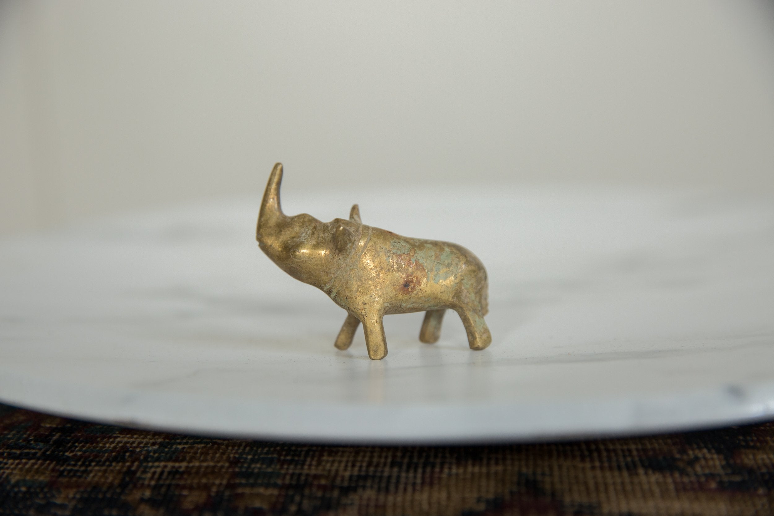 Vintage African Bronze Rhino with Golden Patina // ONH Item ab01228 Image 1