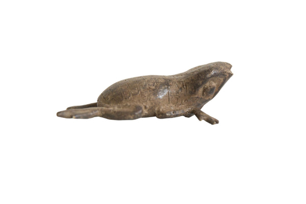 Vintage African Bronze Checkered Back Three Legged Frog // ONH Item ab01233