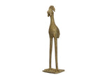 Vintage African bronze long legged bird, handmade with aged patina, 9.75 inches tall.