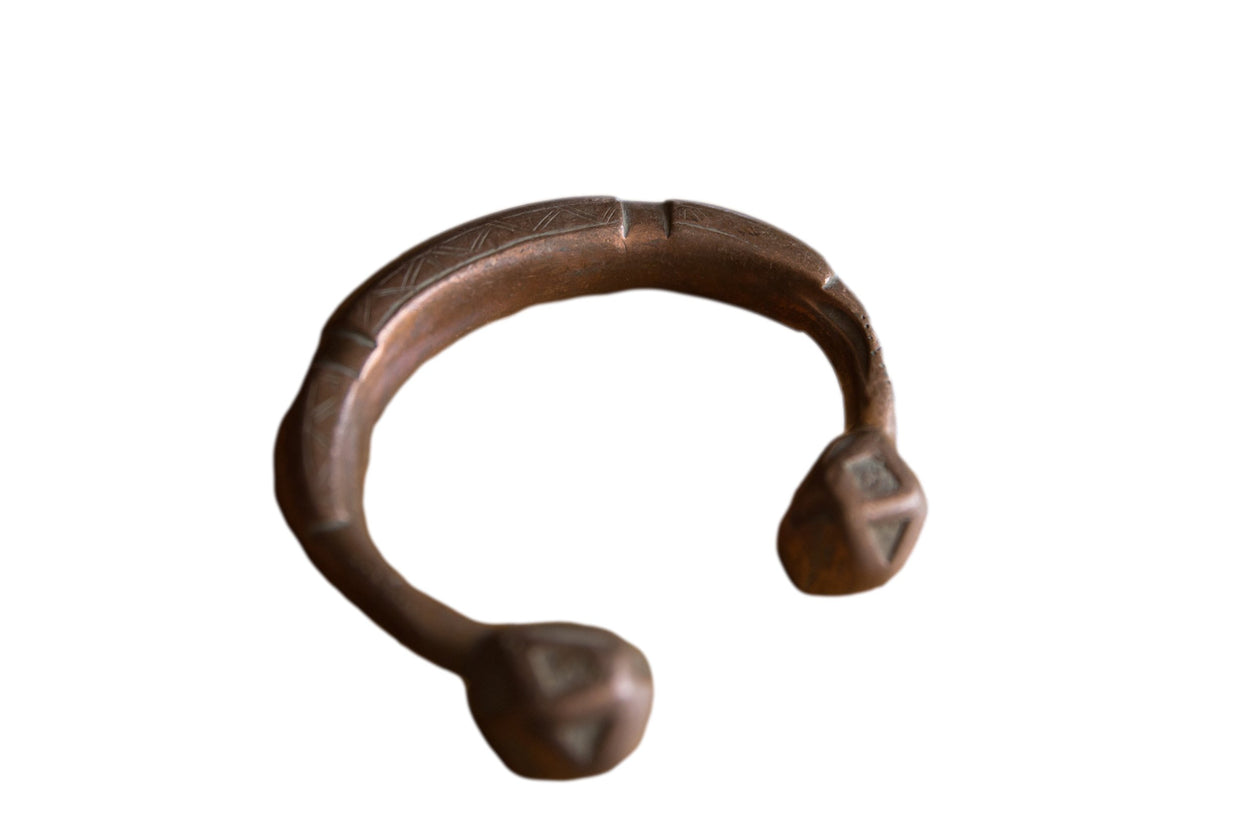 Antique African Copper Snake Cuff Bracelet // ONH Item ab01300