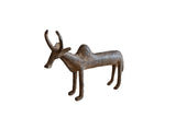 Vintage African Bronze Zebu figurine with a rustic handmade texture and dark patina.