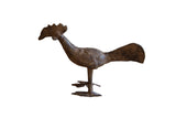 Vintage handmade African bronze bird with a long tail and a dark, textured patina.