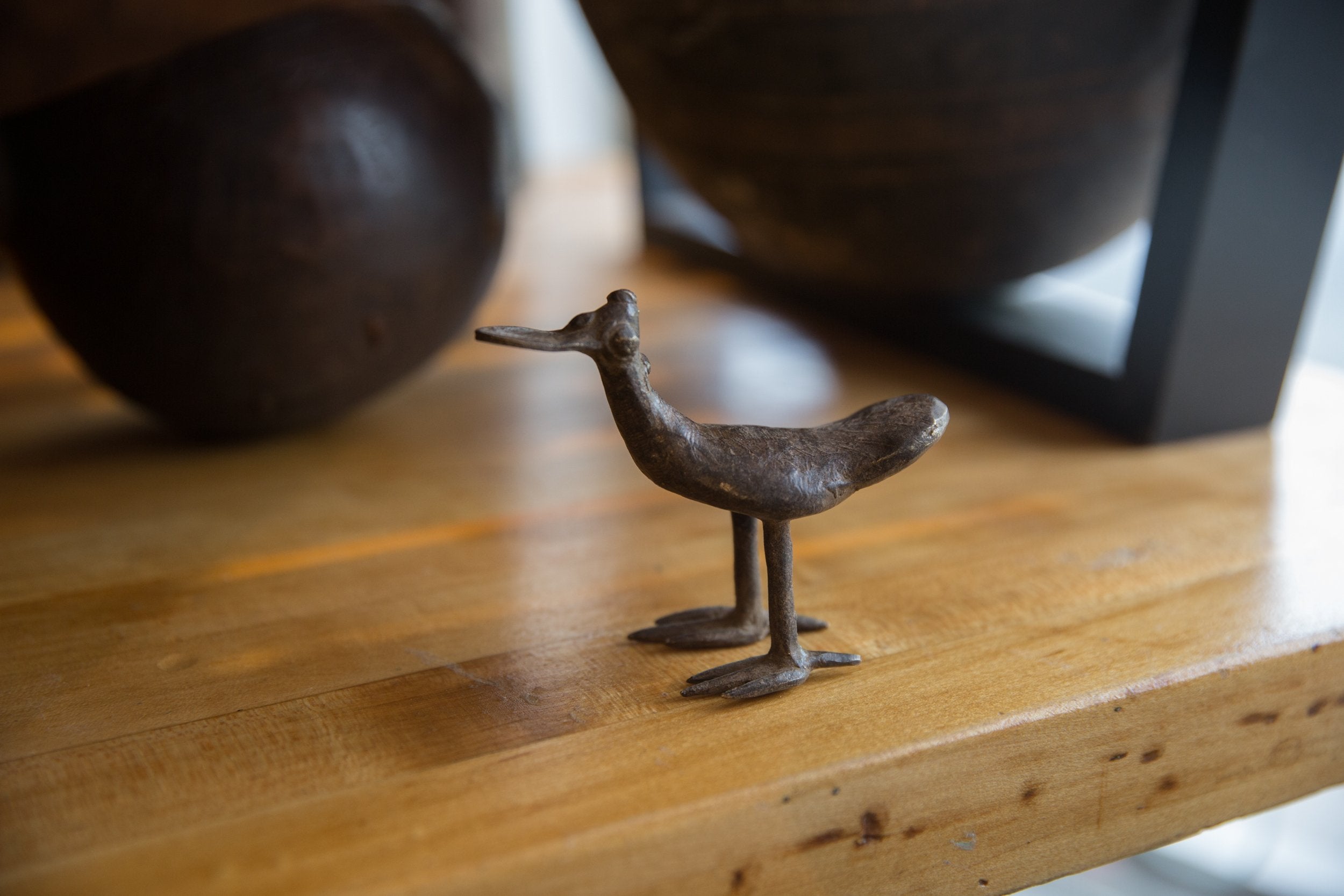 Vintage African Bronze Flat Billed Bird // ONH Item ab01324 Image 1