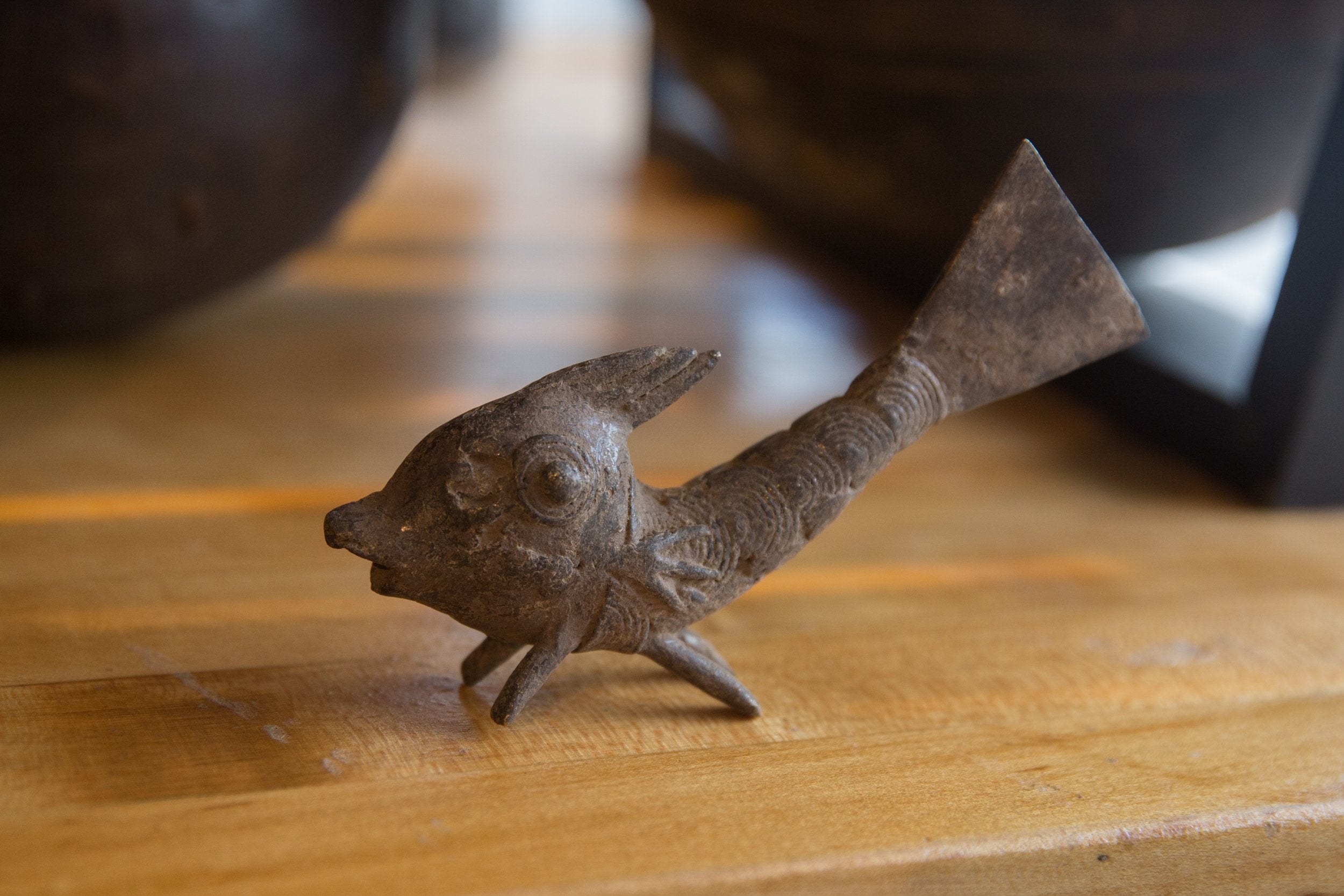 Vintage African Bronze Standing Fish // ONH Item ab01334 Image 1