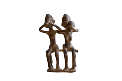 Vintage African Bronze People Drinking // ONH Item ab01335