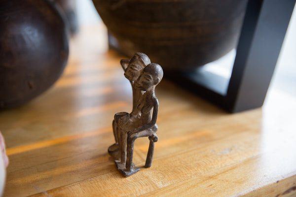 Vintage African Bronze People Sitting // ONH Item ab01336 Image 2