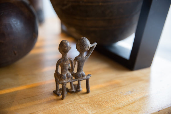 Vintage African Bronze People Sitting // ONH Item ab01336 Image 3