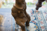 Textured surface of antique African terracotta Nkisi fetish figure, early 1900s.