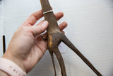 Handmade etched texture and aged bronze patina on the vintage giraffe's body.