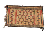 Vintage African Tuareg handwoven straw mat, circa 1940s, with red and black geometric patterns.