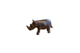 Vintage handmade African rhino sculpture with rich dark patina.