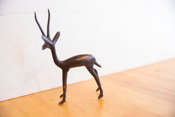 Vintage African Left Facing Gazelle with Dark Patina // ONH Item ab01508 Image 2