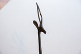 Textured, twisted horns and sculpted head of the vintage African gazelle with a dark patina.
