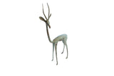 Vintage African left facing gazelle sculpture, handmade with oxidized bronze patina.