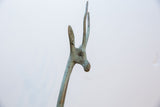 African gazelle head, with tall ears and textured blue-green patina.
