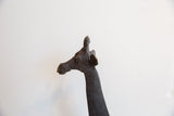 Rough texture and dark, aged patina on vintage African giraffe head.