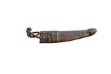 Handmade vintage African leather sheath with coarse stitching and a braided leather loop.