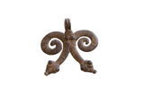 Vintage African double snake pendant with dark aged metal and textured scales.
