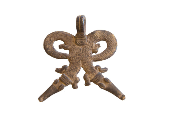 Vintage African Double Crocodile Pendant // ONH Item ab01584