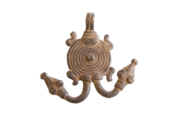 Vintage African Double Headed Turtle Pendant // ONH Item ab01585
