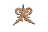 Vintage African double crocodile pendant with a rustic, symmetrical design and weathered patina.