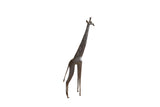 Large vintage African giraffe sculpture with a slender form and dark textured patina.