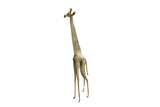 Large vintage African giraffe sculpture with a stylized elongated body and weathered patina finish.