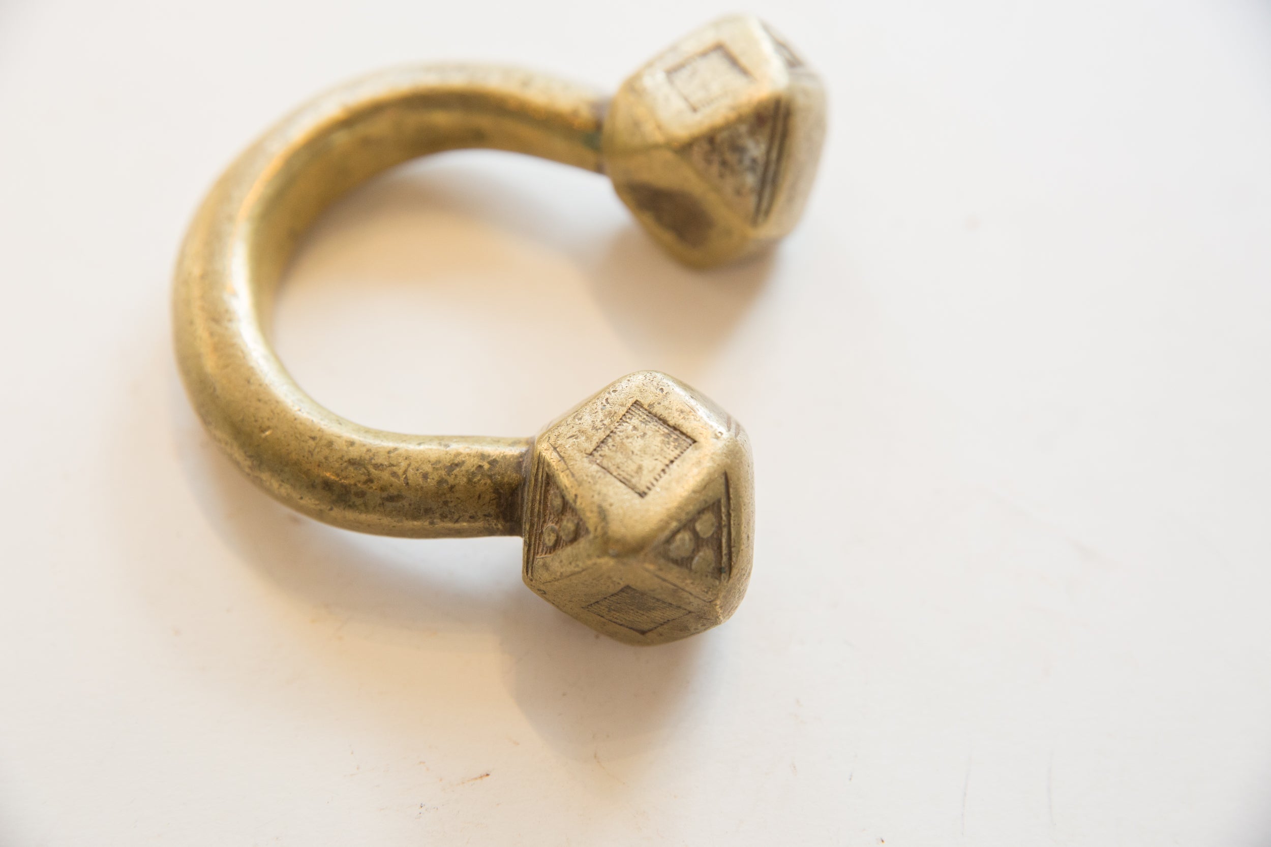 Antique African Bronze Tuareg Cuff Bracelet with Gold Patina // ONH Item ab01614 Image 1