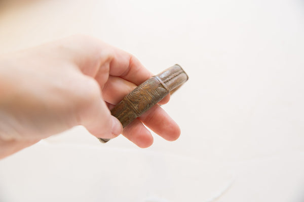 Antique African Bronze and Copper Alloy Striped Cuff Bracelet // ONH Item ab01618 Image 1