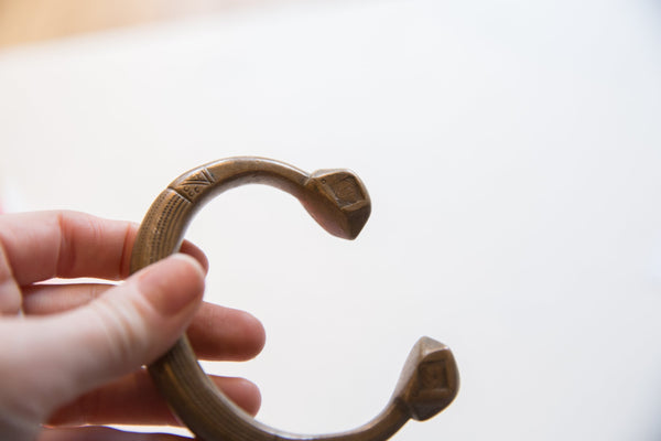 Antique African Bronze Snake Cuff Bracelet // ONH Item ab01623 Image 1