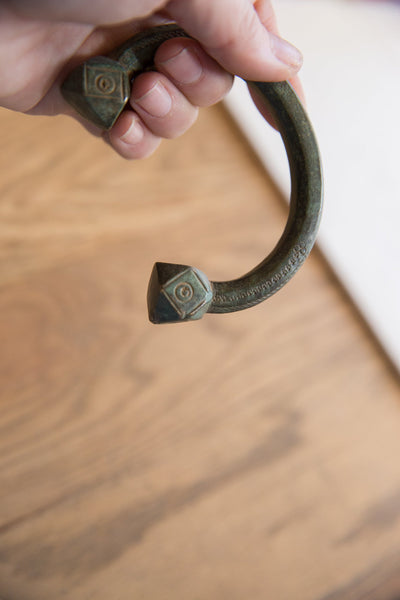 Antique African Oxidized Copper Alloy Snake Cuff Bracelet // ONH Item ab01624 Image 3