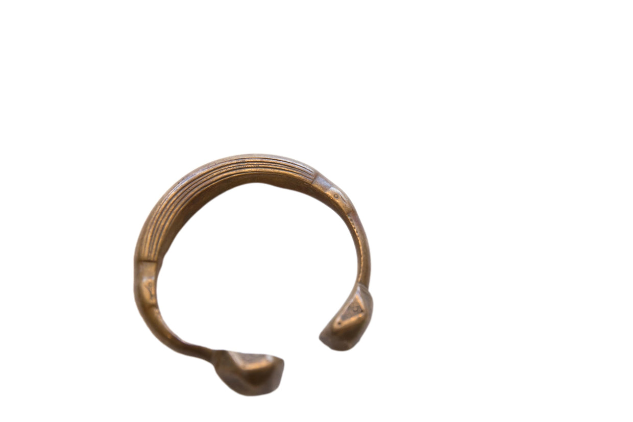 Antique African Bronze Snake Cuff Bracelet // ONH Item ab01626