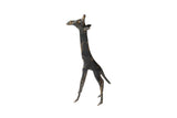 Vintage bronze African giraffe figurine with a dark, textured patina.