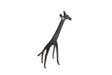 Vintage dark bronze African giraffe figurine with textured finish, circa 1960s, 1x3x6 inches.