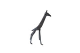 Vintage dark bronze African giraffe statuette with a slender, stylized form and a matte finish.