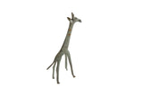 Brightly oxidized vintage African giraffe with a slender body and a textured green patina.