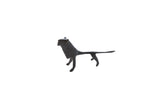 Vintage African Lion figurine with a dark patina and stylized, elongated shape.