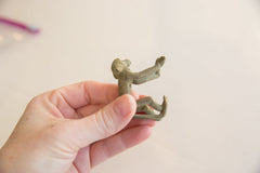 Vintage African Bronze Monkey Standing with Fish // ONH Item ab01683 Image 2