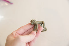 Vintage African Bronze Monkey Standing with Fish // ONH Item ab01683 Image 4
