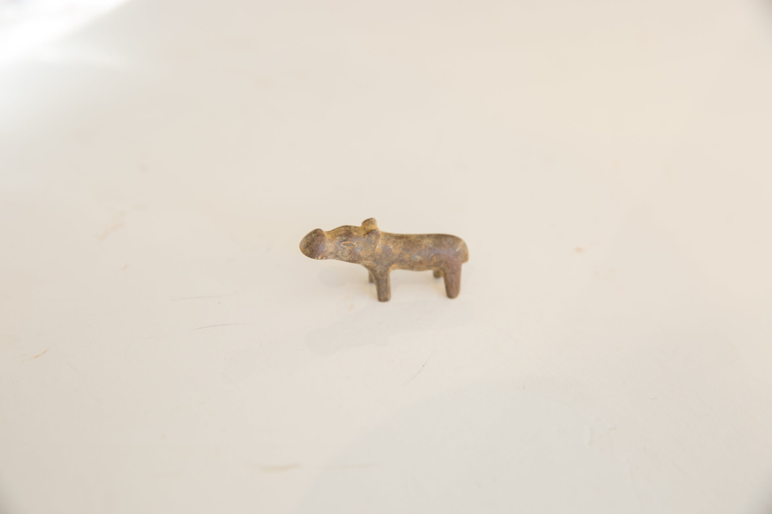 Vintage African Mini Bronze Hippo // ONH Item ab01691 Image 1