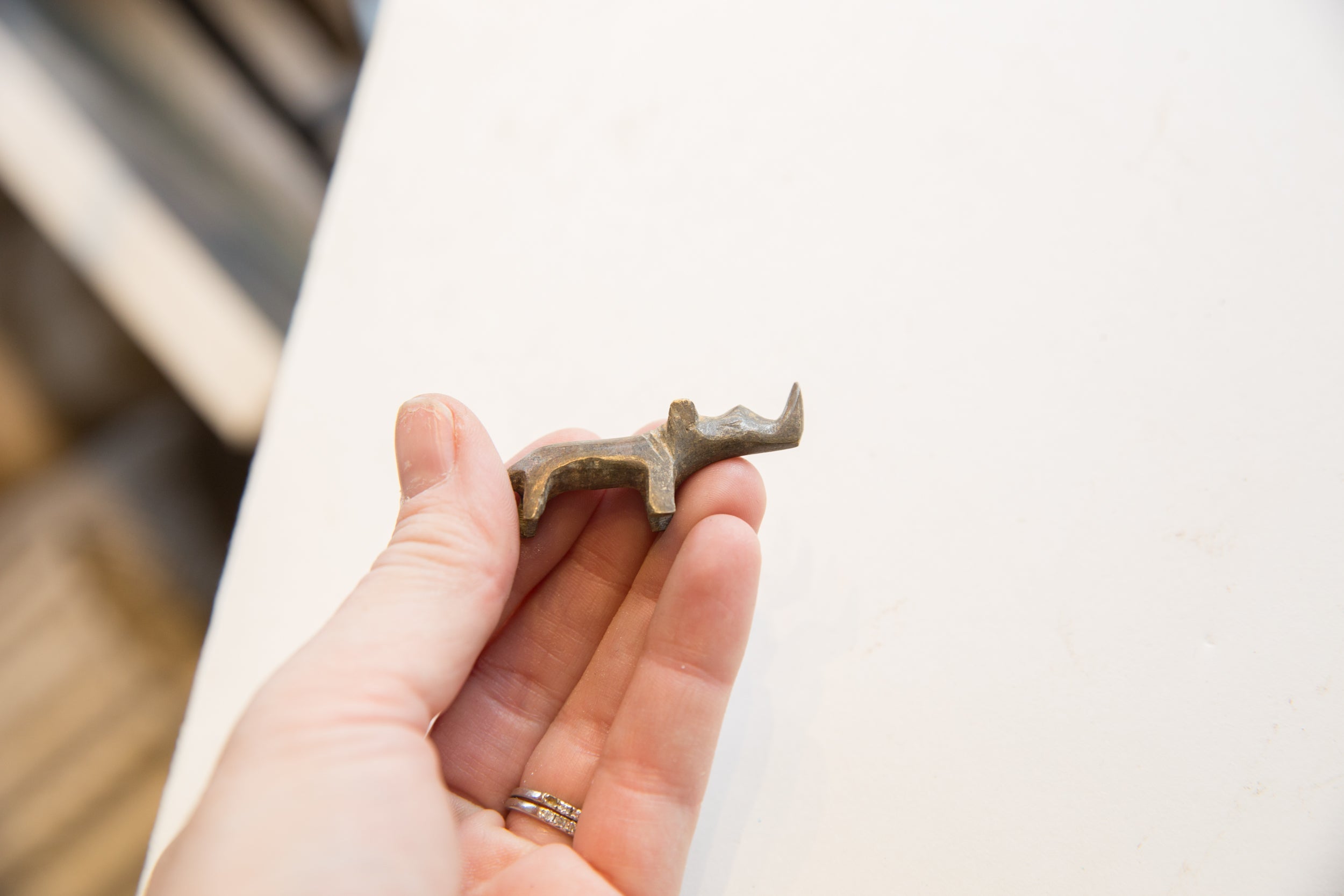 Vintage African Bronze Mini Rhino // ONH Item ab01708 Image 1