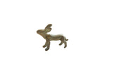 Vintage African rabbit gold weight figure with green-brown patina, circa 1960s.