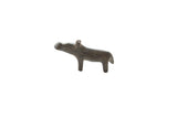 Handmade vintage African mini hippo figurine with a dark, textured patina.