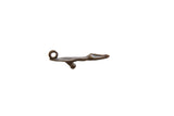 Vintage African bronze abstract lizard pendant with a smooth, dark patina.
